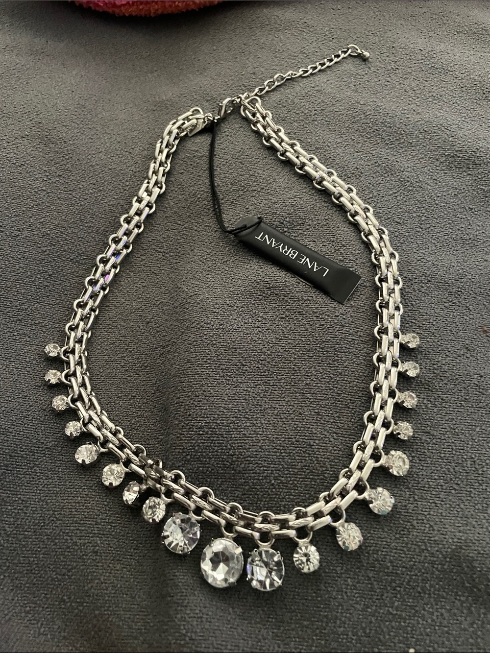 Lane Bryant Silver-Tone Crystal Drop Statement Necklace